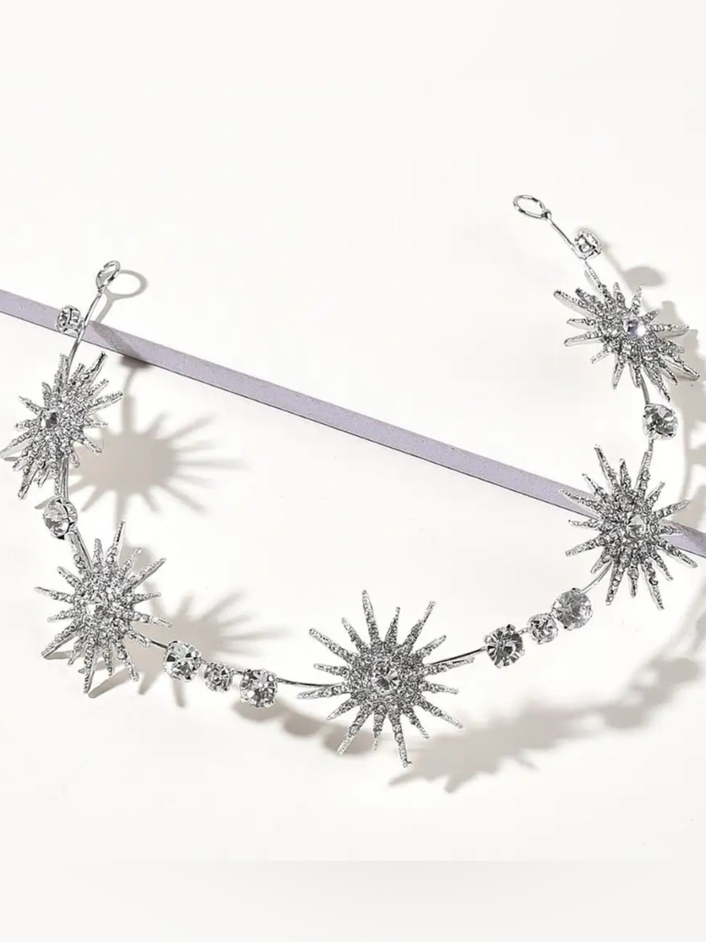 Anthropologie Silver Starburst Crystal Hairband